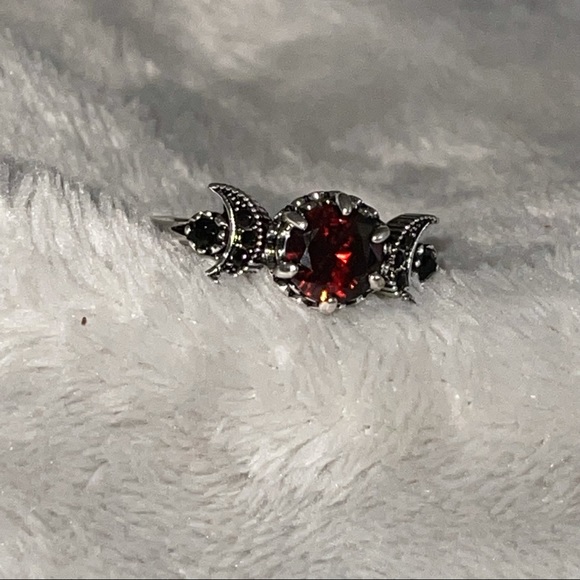 New Red Ruby Sterling Silver Eternity Goddess Moon Phase  Wiccan Ring - Picture 7 of 12